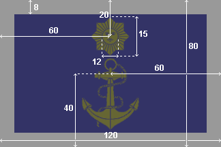 [Uruguayan Naval Academy flag construction sheet]